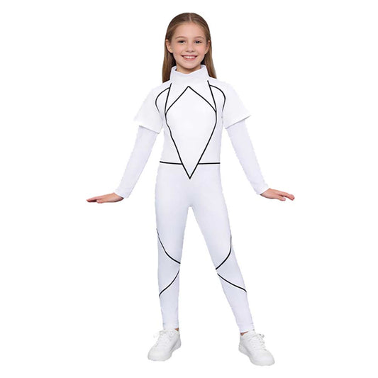 Enfant Stranger Things Saison 5 Kali Combinaison Blanche Cosplay Costume