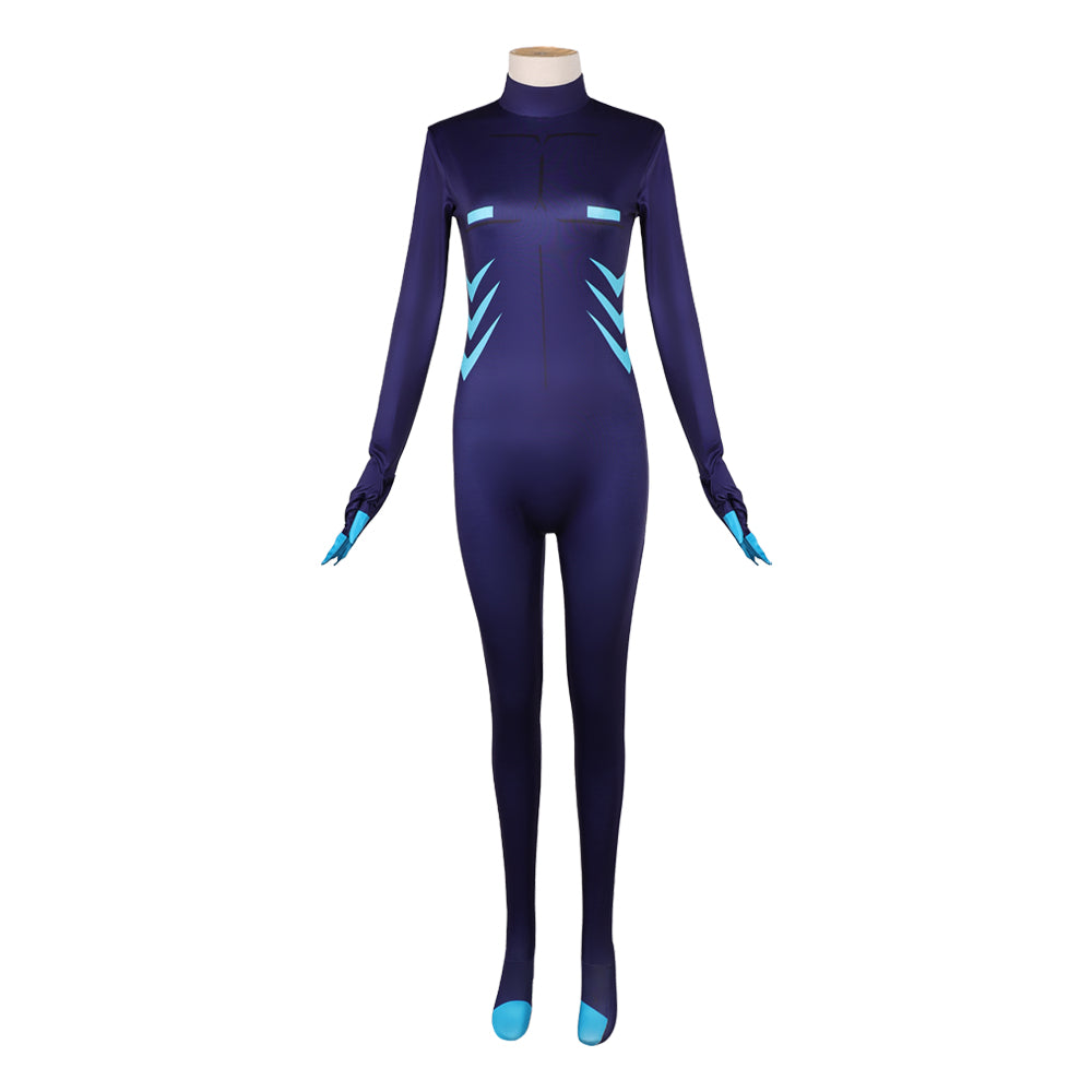 Femme Hazbin Hotel 2 Vox Combinaison Bleue Cosplay Costume