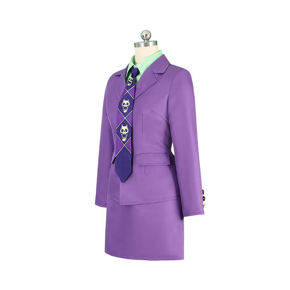 Femme JJBA Yoshikage Kira Tenue Violette Cosplay Costume