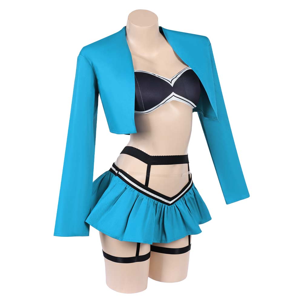 Femme Lingerie Sexy Bleue et Noire Cosplay Costume Carnaval