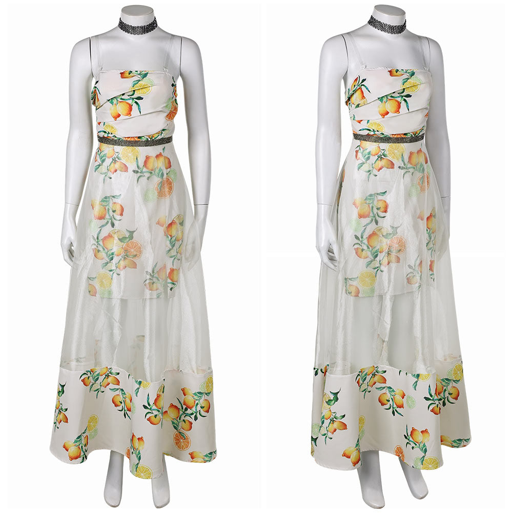 Final Fantasy VII Aerith Gainsborough Robe Blanche aux Agrumes Cosplay Costume