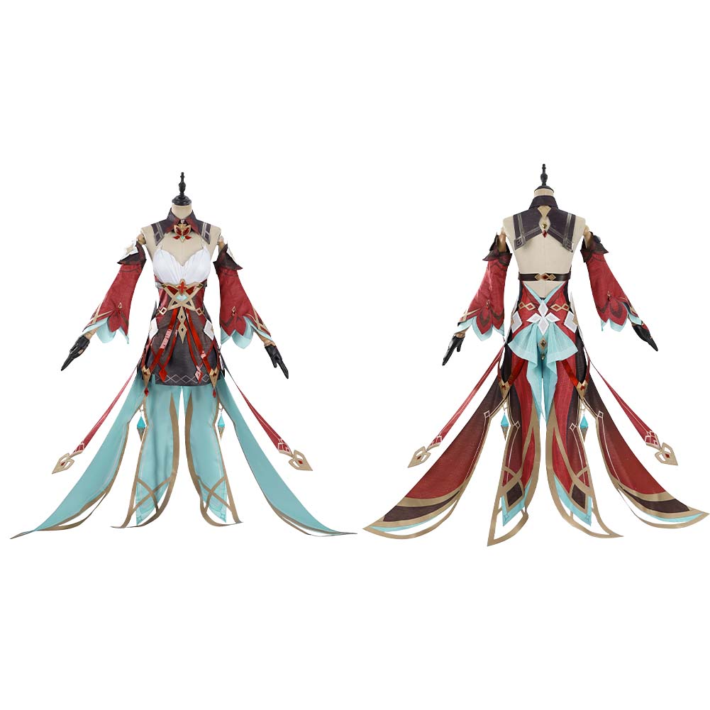 Genshin Impact Alice Tenue Rouge et Verte Cosplay Costume