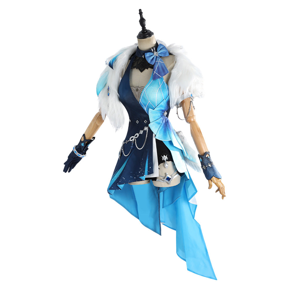 Genshin Impact Yelan Tenue Bleue et Noire Cosplay Costume