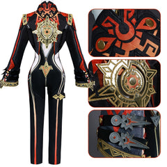 Cosplay Costume Mavuika Genshin Impact Jeu Cosplay Tenue Noire et Rouge Femme