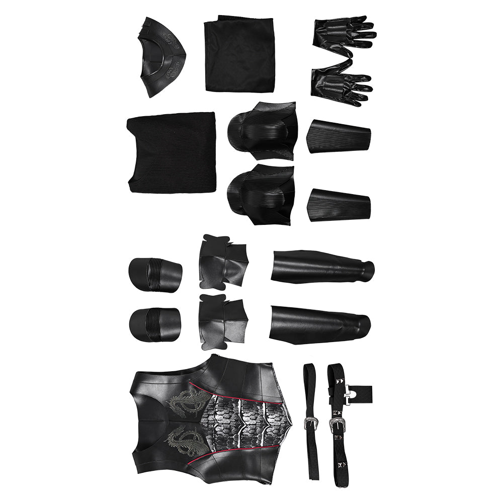 House of The Dragon Daemon Targaryen Combattant Tenue Noire Cosplay Costume