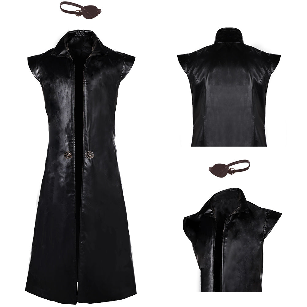House of The Dragon Prince Aemond Targaryen Cape+Masque pour Les Yeux Cosplay Costume