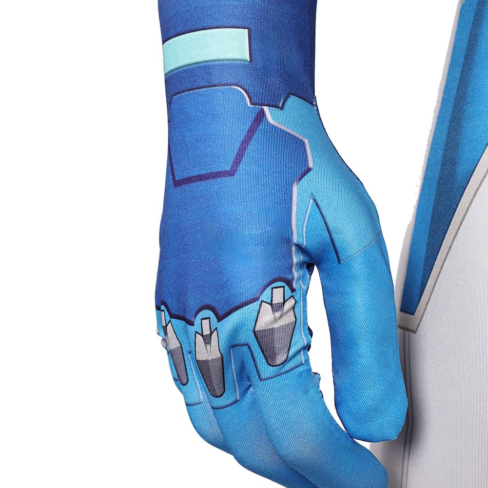 Human Torch Combinaison Blanche et Bleue Cosplay Costume
