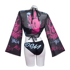 League of Legends LoL Jinx Maillot de Bain Bikini+Couvre-up Cosplay Costume