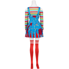 Cosplay Costume Chucky Film Cosplay Robe Rouge et Bleue Femme
