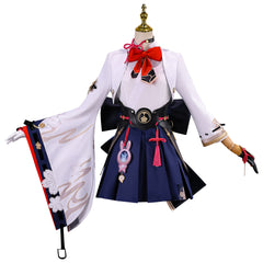 Cosplay Costume Evanescia Honkai: Star Rail Jeu Cosplay Robe Blanche et Bleue Femme