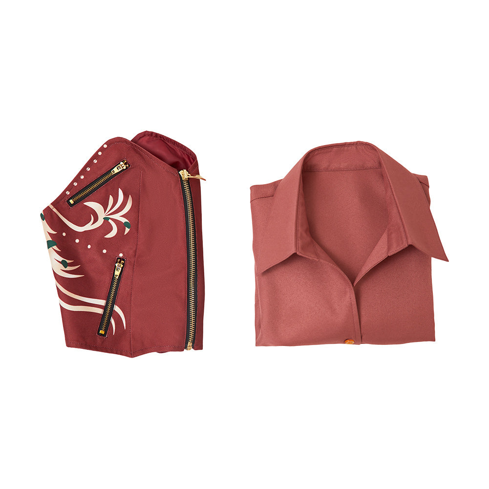 Resident Evil 30e Anniversaire Claire Redfield Chemise et Gilet Rouges Cosplay Costume