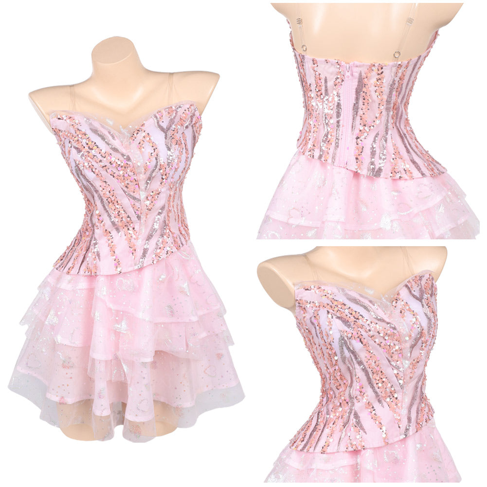 Wicked: For Good(2025) Glinda Jupe de Ballet Rose Cosplay Costume