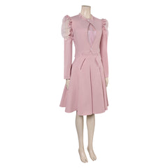 Wicked(2024) Glinda Robe Rose à Manches Bouffantes Cosplay Costume