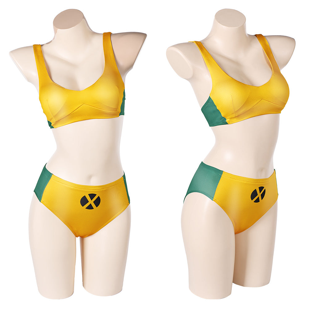 X-Men Rogue Maillot de Bain Bikini Jaune Sexy Cosplay Costume
