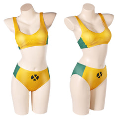 X-Men Rogue Maillot de Bain Bikini Jaune Sexy Cosplay Costume