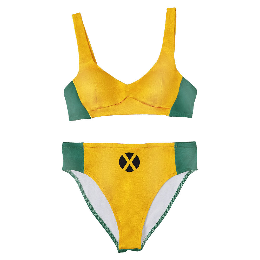 X-Men Rogue Maillot de Bain Bikini Jaune Sexy Cosplay Costume