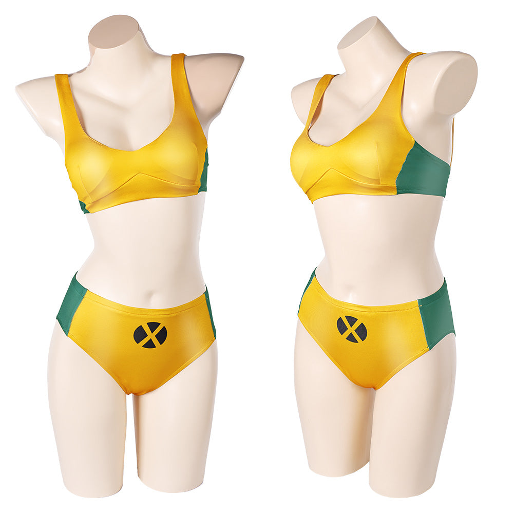 X-Men Rogue Maillot de Bain Bikini Jaune Sexy Cosplay Costume