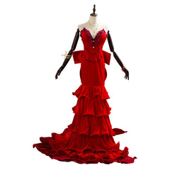 Aerith Cosplay Final Fantasy VII Remake FF7 Aeris Gainsborough Robe Rouge Cosplay Costume