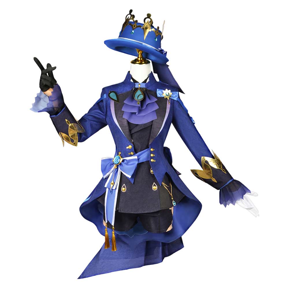 Jeu Genshin Focalors Furina Version Noire Cosplay Costume
