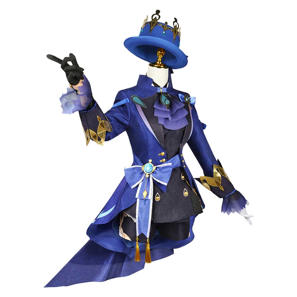 Jeu Genshin Focalors Furina Version Noire Cosplay Costume
