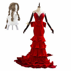 Aerith Cosplay Final Fantasy VII Remake FF7 Aeris Gainsborough Robe Rouge Cosplay Costume