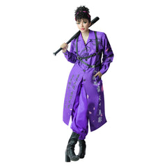 Japanais Bosozoku Kimono Manteau Violet Pant Cosplay Costume Halloween Carnival