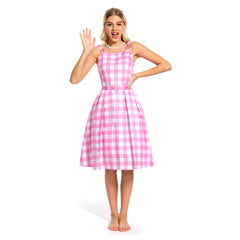 2023 Barbie Femme Margot Robbie Barbie Jupe Longue Rose Cosplay Costume