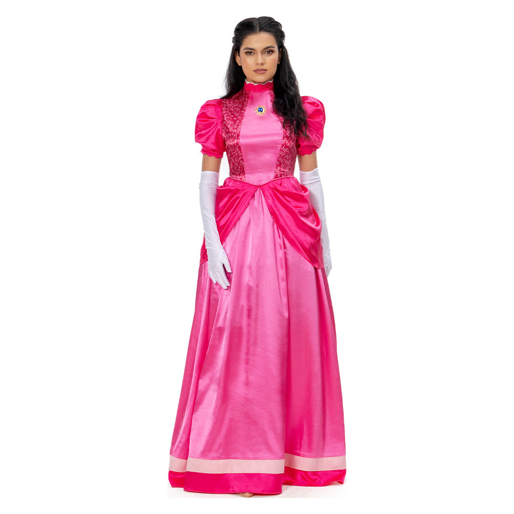 Film Adulte Super Mario Bros Peach Ensemble Cosplay Costume Carnaval