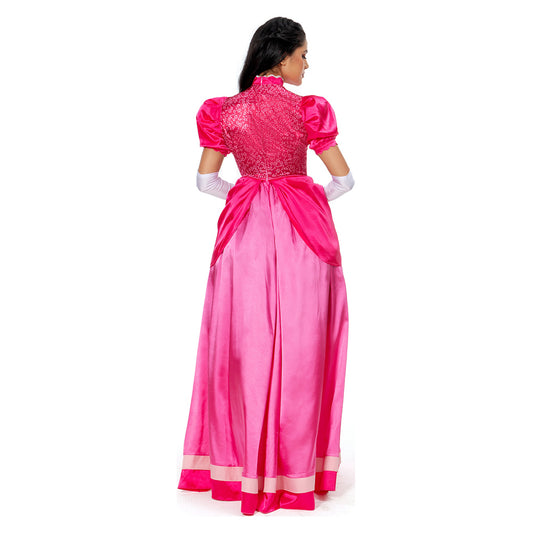 Adulte Super Mario Bros Peach Ensemble Cosplay Costume Carnaval
