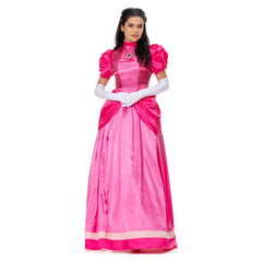 Adulte Super Mario Bros Peach Ensemble Cosplay Costume Carnaval