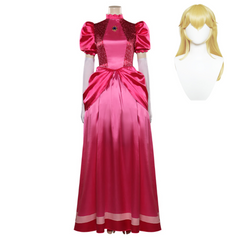 Adulte Super Mario Bros Peach Ensemble Cosplay Costume Carnaval