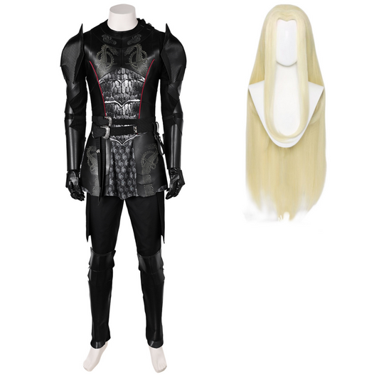 House of The Dragon Daemon Targaryen Combattant Tenue Noire Vintage Cosplay Costume Médiéval