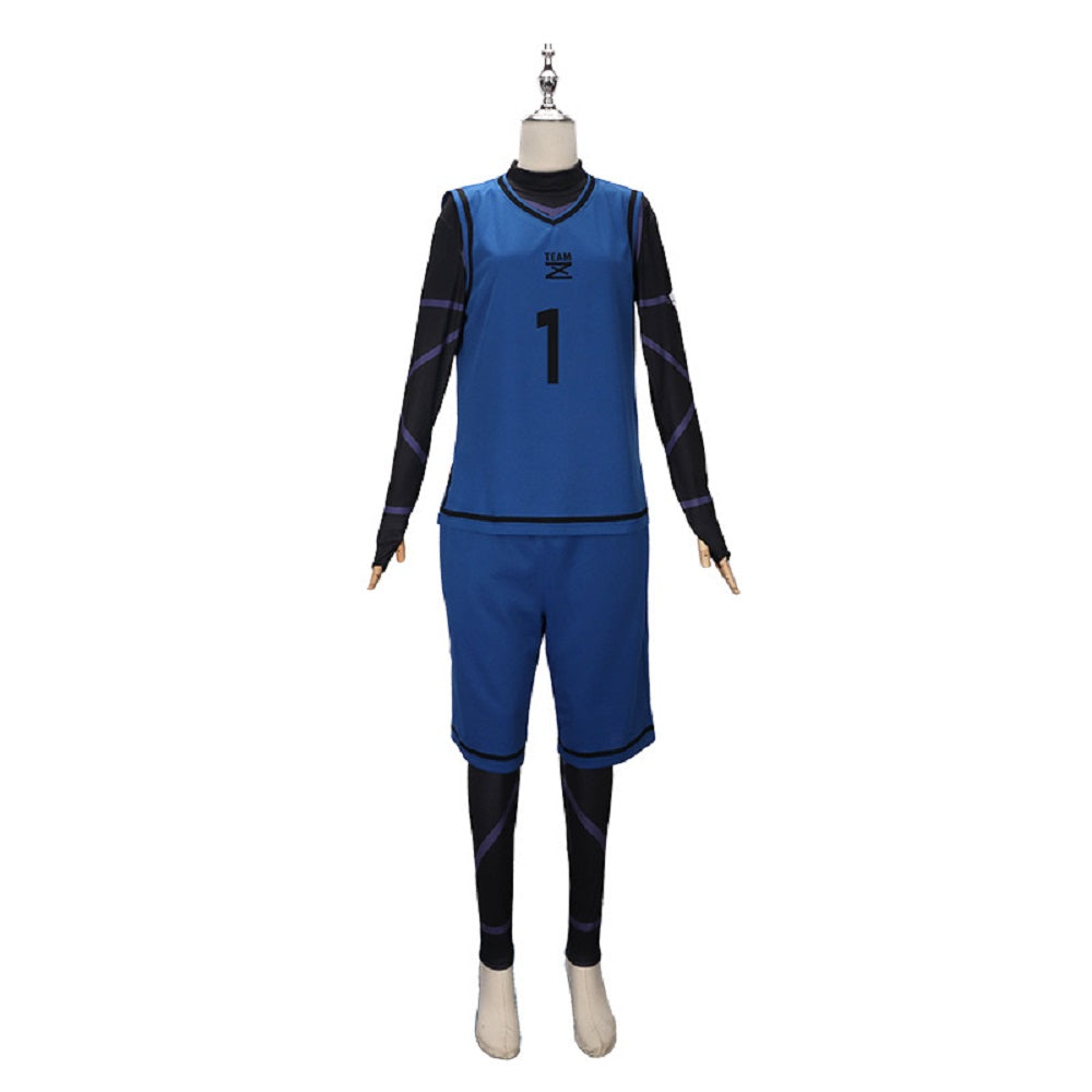 Cosplay Costume Team Z Blue Lock Anime Cosplay Maillot de Football Bleu Homme