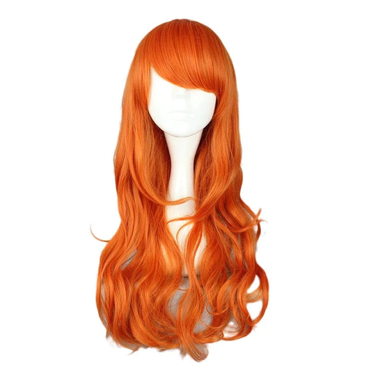 One Piece Nami Cosplay Perruque Longue Orange