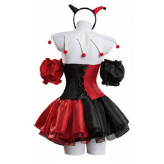 Cosplay Costume Harley Quinn Clown Cosplay Robe Noire et Rouge Femme