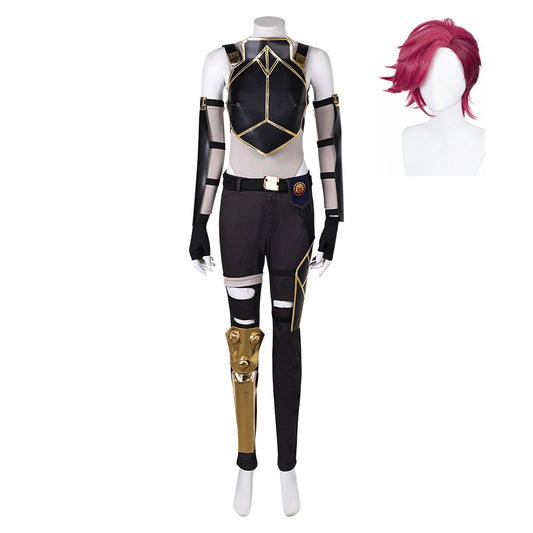 Arcane: League of Legends Saison 2(2024) Vi Tenue Noire avec Taille Dénudée Cosplay Costume