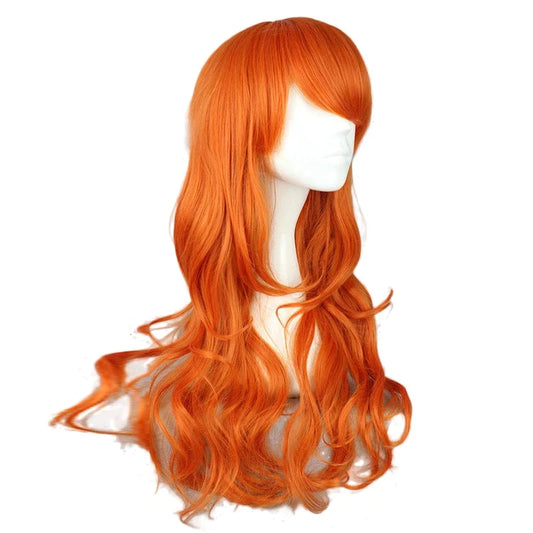 One Piece Nami Cosplay Perruque Longue Orange