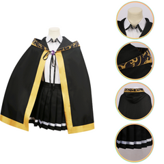 Cosplay Costume Colette Loire Wistoria: Wand and Sword Anime Cosplay Tenue Noire et Jaune Femme