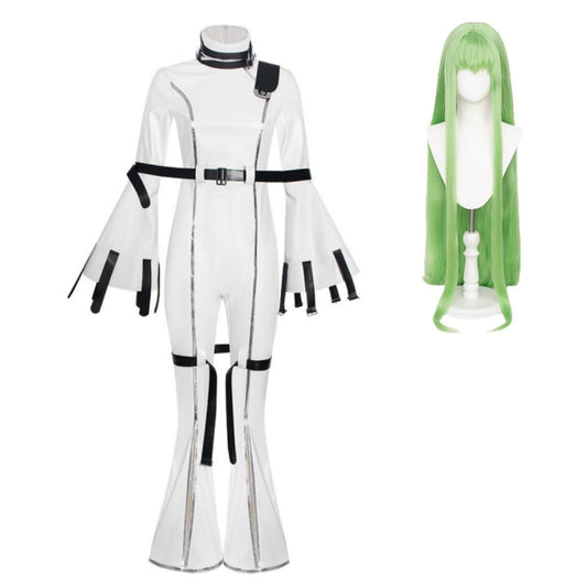 Cosplay Costume C.C. Code Geass 20e Anniversaire Anime Cosplay Tenue Blanche Femme Perruque