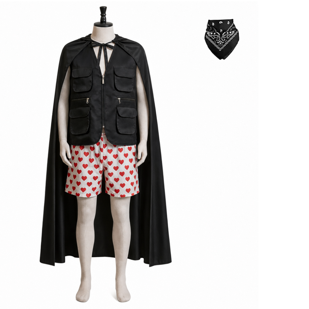 Cosplay Costume Carl Dungeon Crawler Carl Manga Cosplay Tenue Noire Homme Cape Foulard