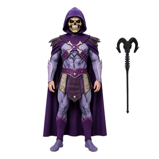 Cosplay Costume Enfant Skeleton King Les Maîtres de l'Univers(2026) Film Cosplay Combinaison Violette Baguette