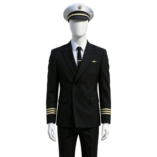 Cosplay Costume Frank Abagnale Catch Me If You Can(2002) Film Cosplay Uniforme de Pilote Noir Homme