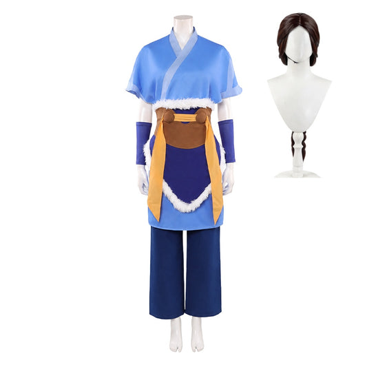 Cosplay Costume Katara Avatar Aang: The Last Airbender(2026) Film Cosplay Tenue Bleue Femme Perruque