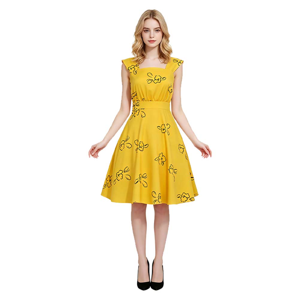 Cosplay Costume Mia La La Land Film Cosplay Robe Jaune Femme