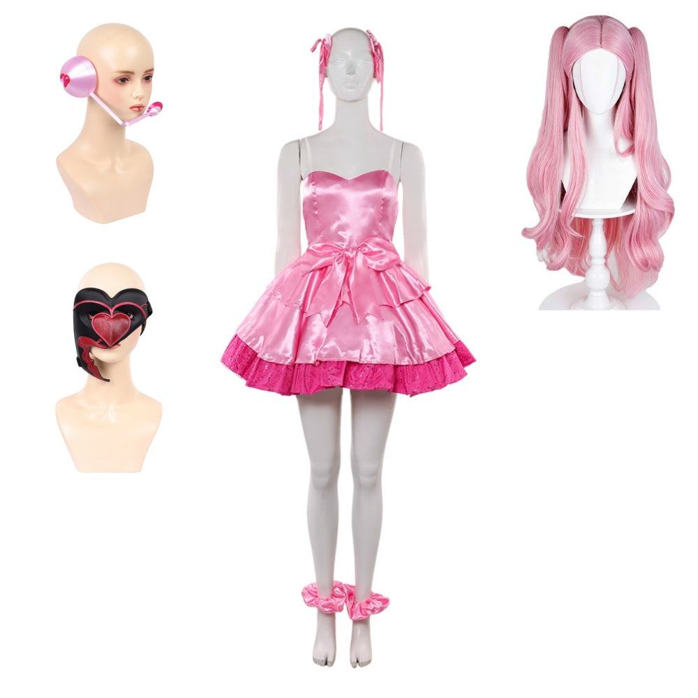 Cosplay Costume Mizi Zombie Stage Alien Stage(2026) TV Cosplay Robe Rose Femme Ver.2 Perruque Mic Masque