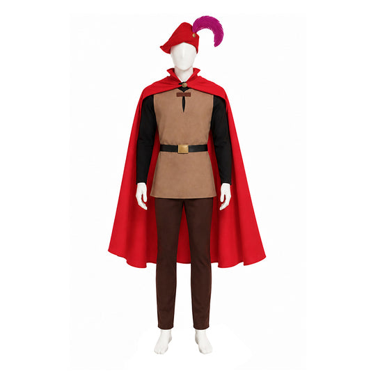 Cosplay Costume Prince Phillip La Belle au Bois Dormant(1959) Film Cosplay Tenue Rouge Homme
