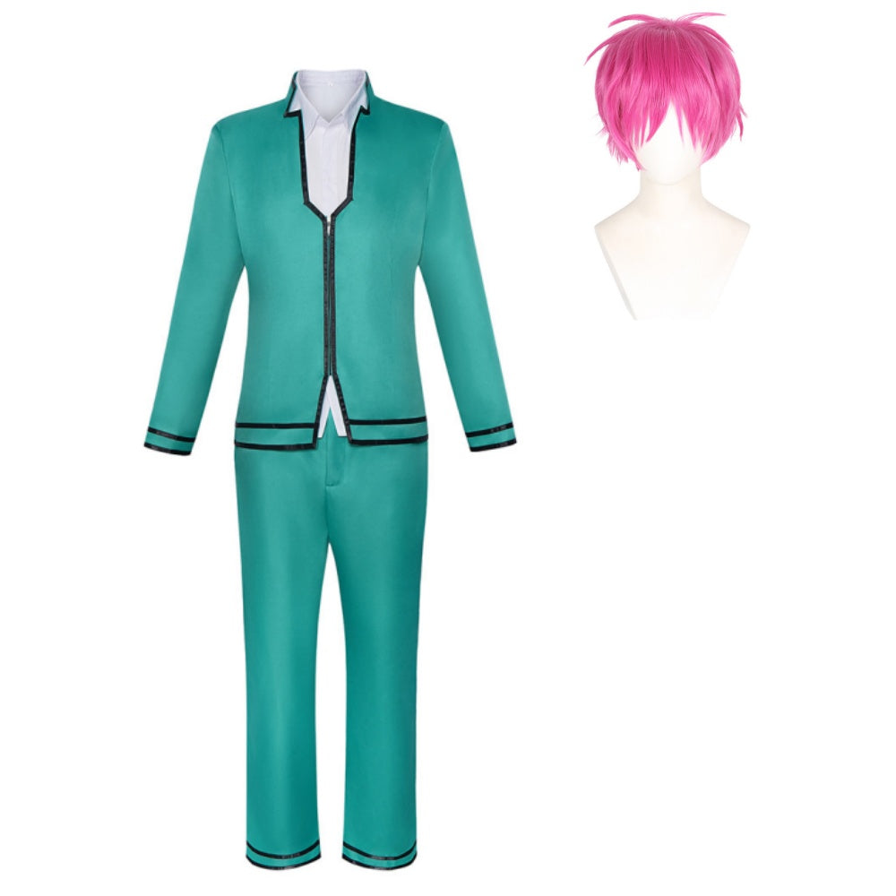 Cosplay Costume Saiki Kusuo The Disastrous Life of Saiki K Anime Cosplay Tenue Verte Homme Perruque