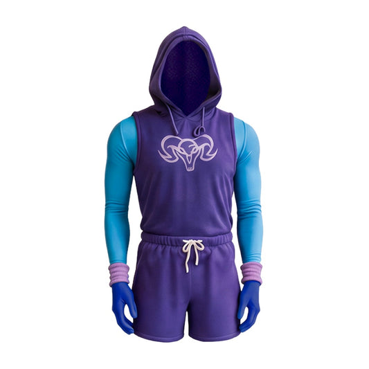 Cosplay Costume Skeleton King Les Maîtres de l'Univers(2026) Film Cosplay Tenue de Sport Violette Homme