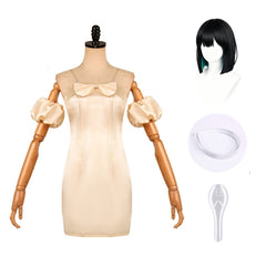 Cosplay Costume Sua Alien Stage(2026) TV Cosplay Robe Blanche Femme Perruque Serre tete Accessoire