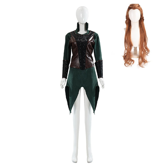 Cosplay Costume Tauriel Le Hobbit Film Cosplay Tenue Verte Femme Perruque